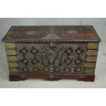 A 19th century Indian rosewood Zanzibar chest with allover studded ornament and fitted interior. H.