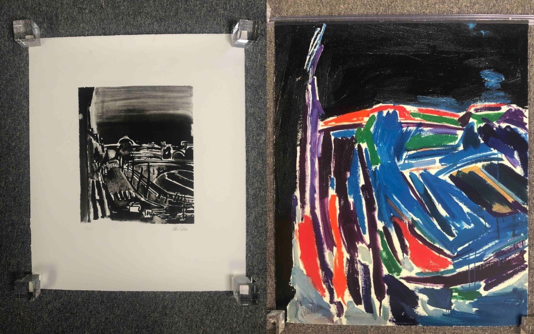Peter Coker (1926-2004), two signed lithographs, unframed. H.66 W.56cm.