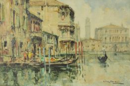Oil on canvas, mid century, Grand Canal Venice, indistinctly signed. H.46 W.56cm.
