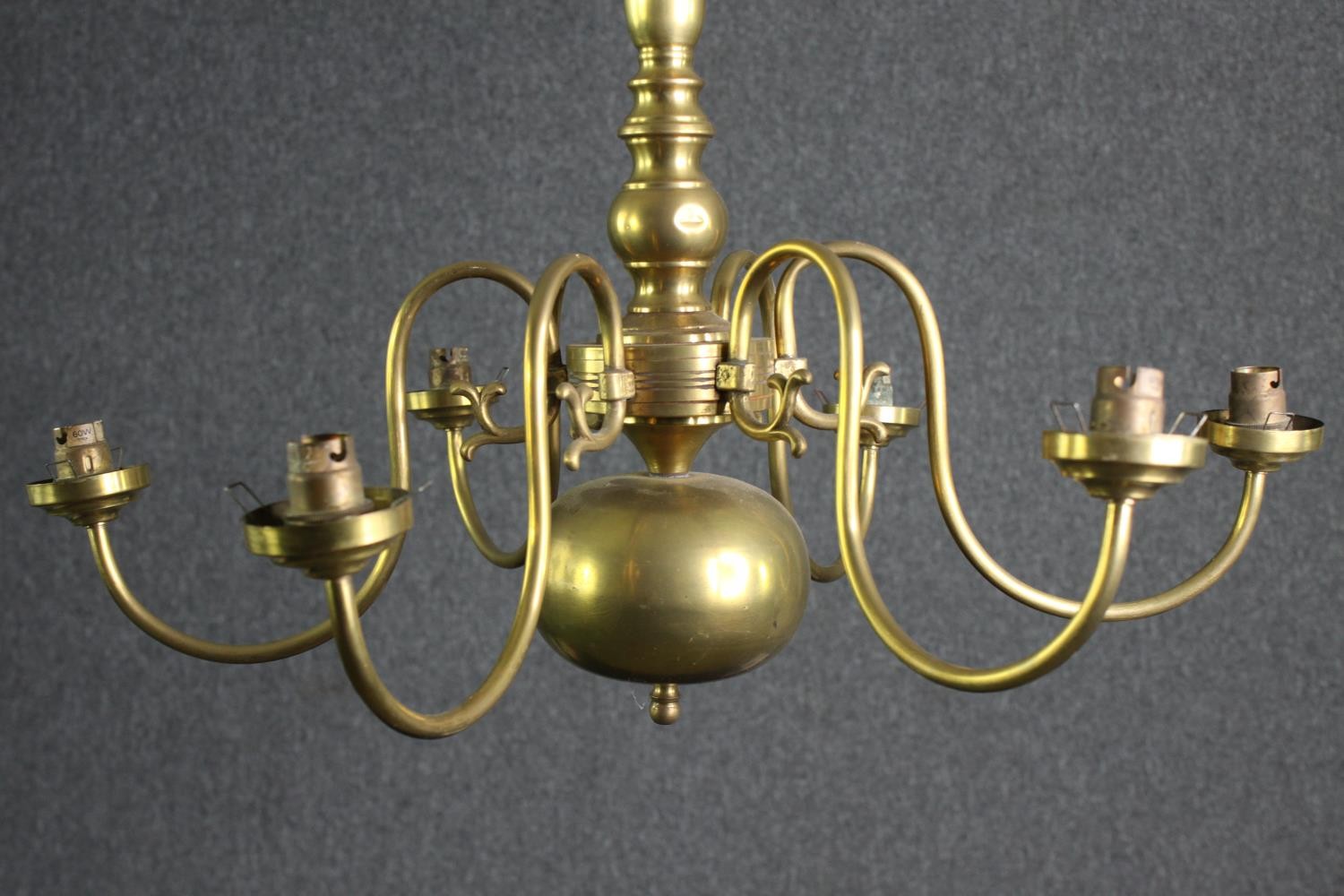 A Dutch style brass six branch chandelier. H.57 Dia.60cm. - Image 3 of 6