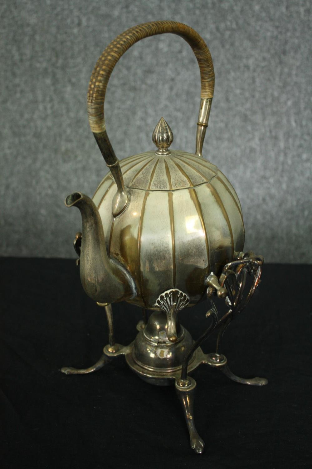 A collection of silver plate: a 19th century spirit kettle, a tray and two tureens. L.58 W.30cm. ( - Image 10 of 11