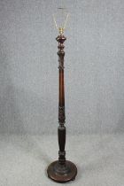 Standard lamp, vintage carved mahogany. H.164cm.