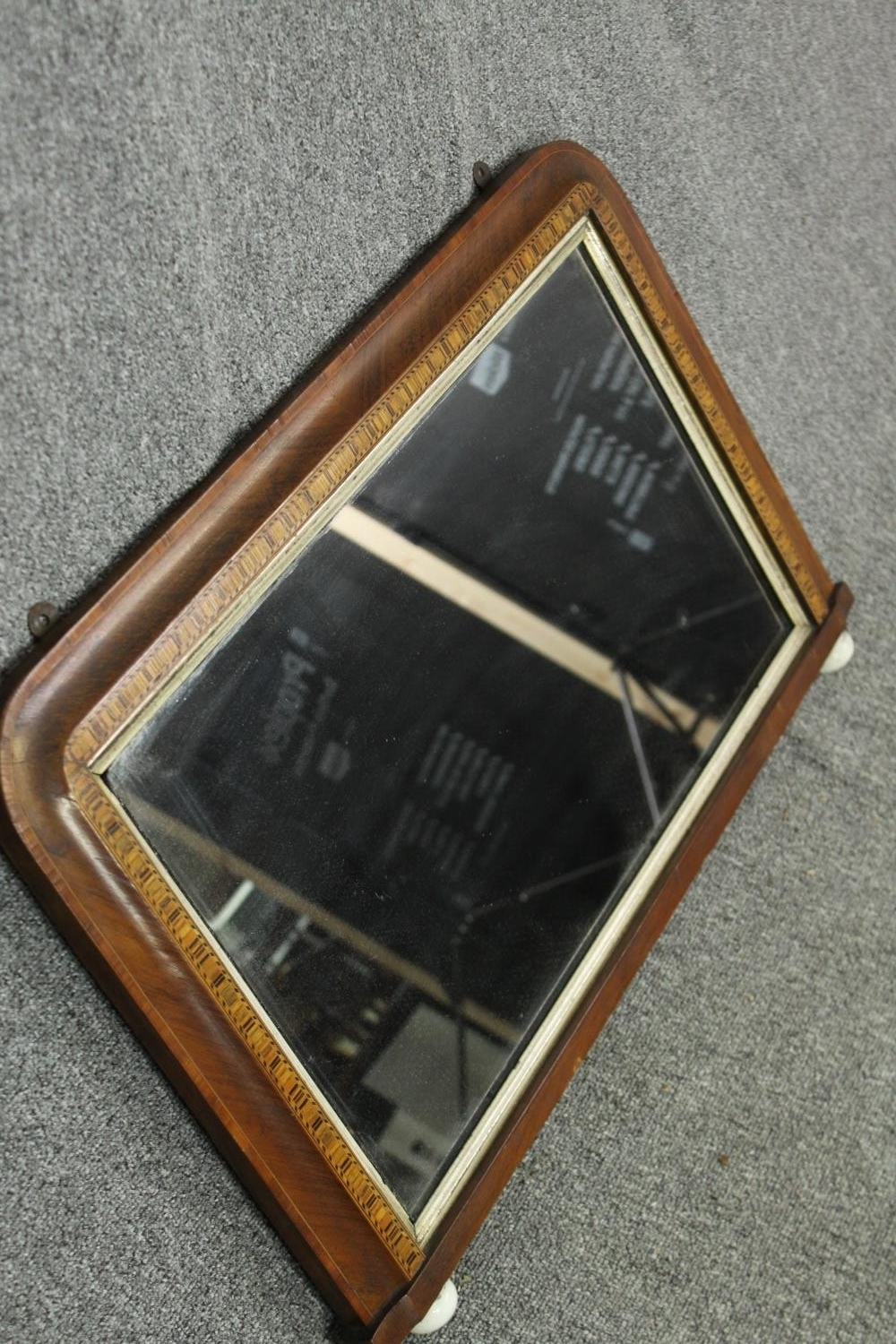 Overmantel mirror, Victorian walnut with Tunbridge inlay. H.52 W.82cm. - Image 2 of 6