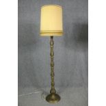 Standard lamp, vintage Eastern with pierced brass column. H.133cm.