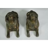 A pair of vintage brass Sphinxes. H.8cm. (each).