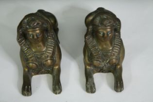 A pair of vintage brass Sphinxes. H.8cm. (each).