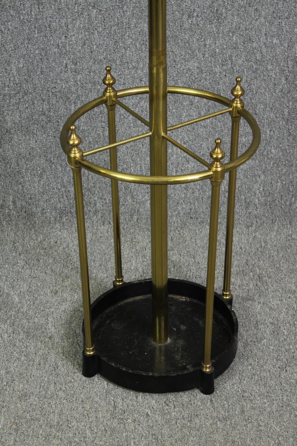 A contemporary Edwardian style brass and iron coat and umbrella stand. H.198cm. - Image 2 of 4