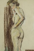 A framed and glazed pastel nude study. H.80 W.61cm.