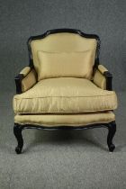 Armchair, Louis XV style ebonised. H.98 W.63 D.80cm. (Looks new and unused).