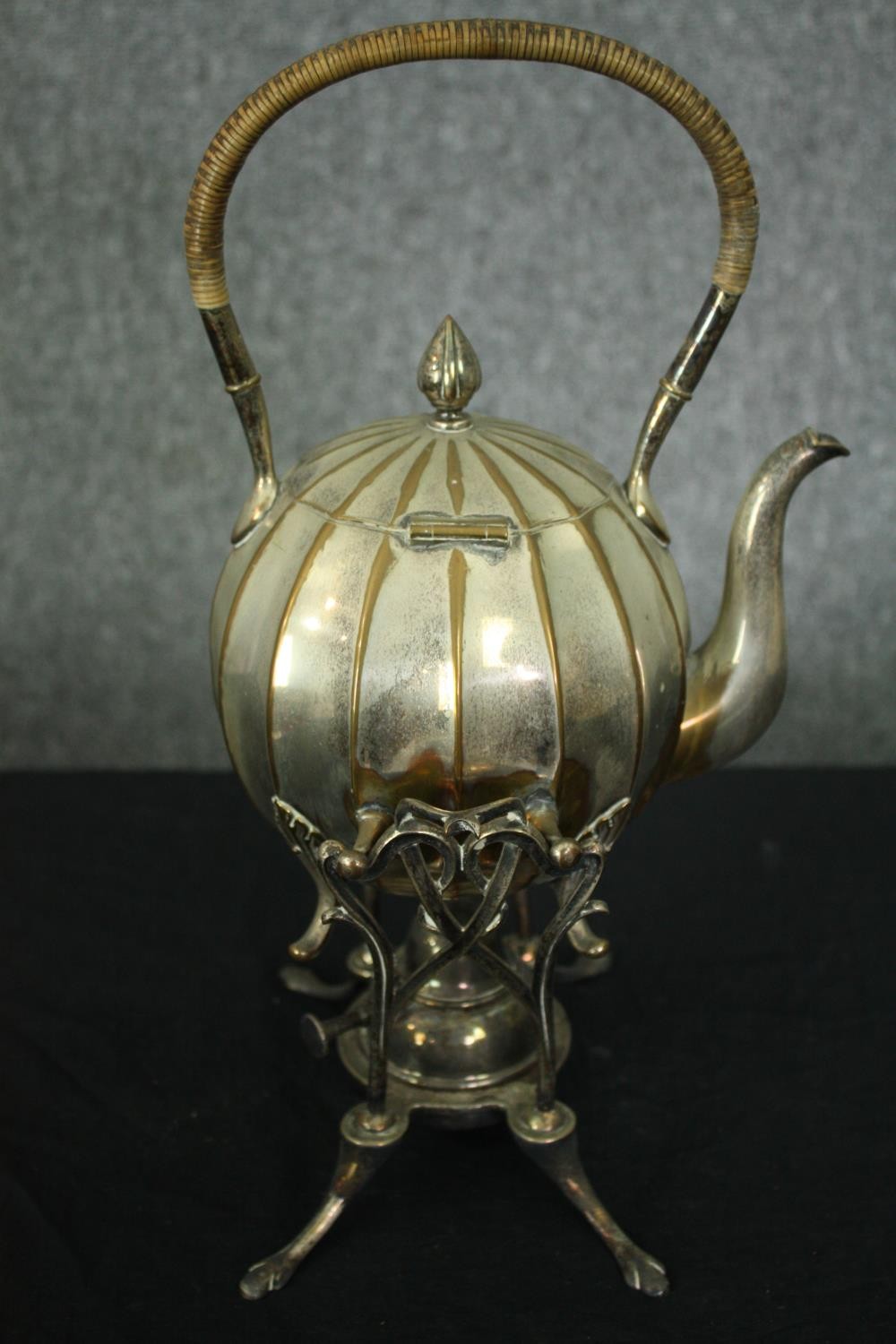 A collection of silver plate: a 19th century spirit kettle, a tray and two tureens. L.58 W.30cm. ( - Image 8 of 11