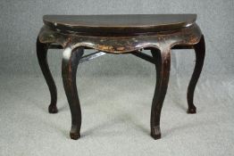 A substantial Chinese lacquered hardwood console table, possibly 19th century. H.84 W.120 D.59cm.