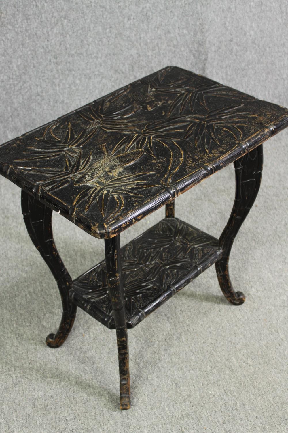 Occasional table, Edwardian carved and lacquered oak. H.64 W.60 D.40cm. - Image 4 of 5