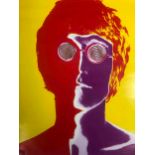 A print of John Lennon by Richard Avedon, copyright 1967, NEMS enterprises. H.79 W.57cm.