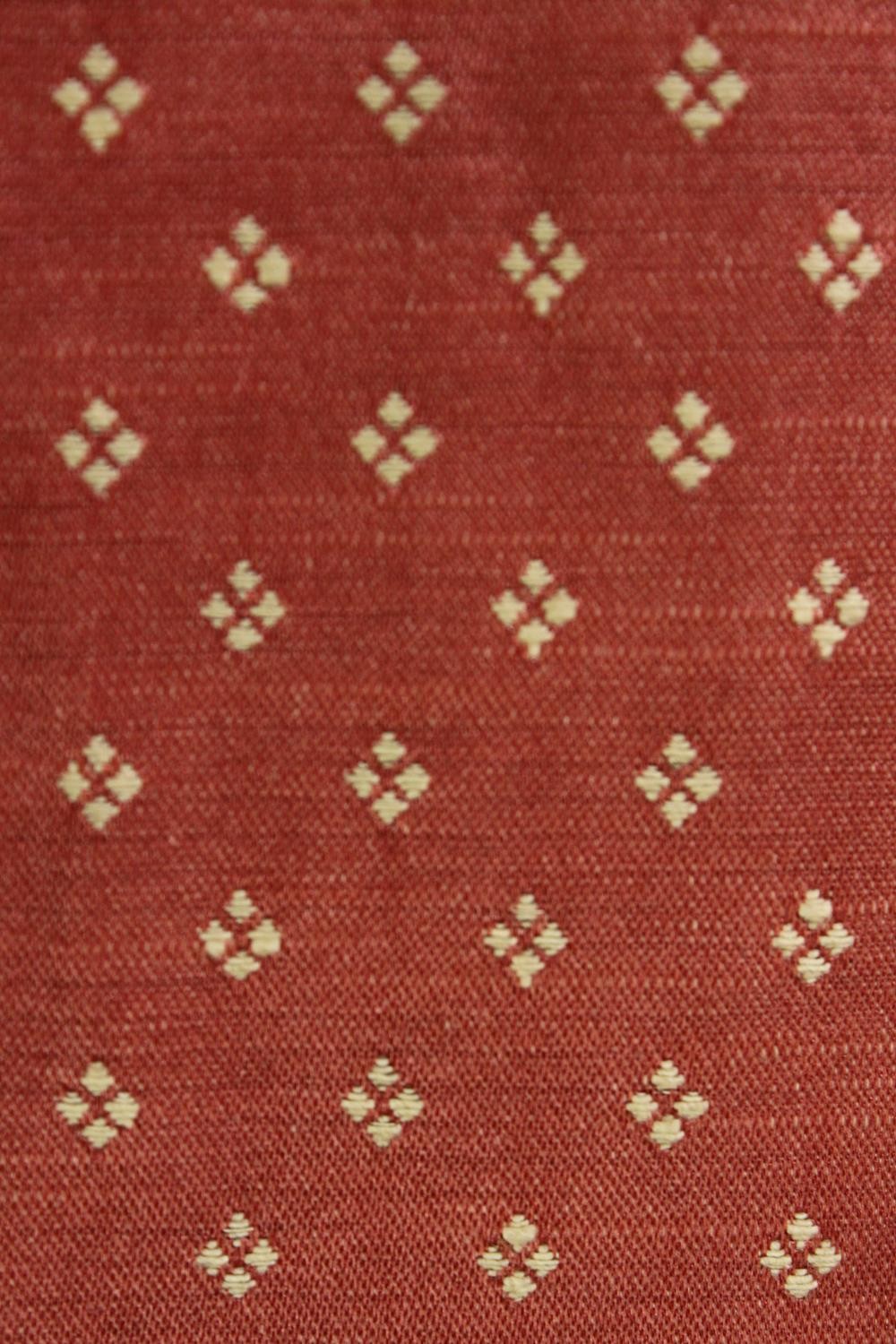 Two pairs of fully lined rust coloured curtains with gold diamond pattern. L.240 W.350cm. (each). - Image 3 of 5