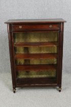 A late 19th century Continental mahogany dwarf open bookcase. H.120 W.89 D.36cm.