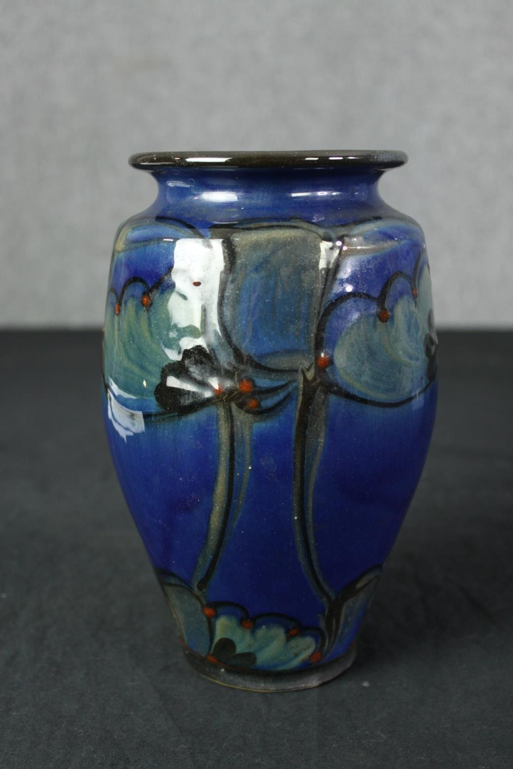 A large blue and white Chinese peony design ceramic vase along with a Danico Horsen stylised - Image 6 of 9