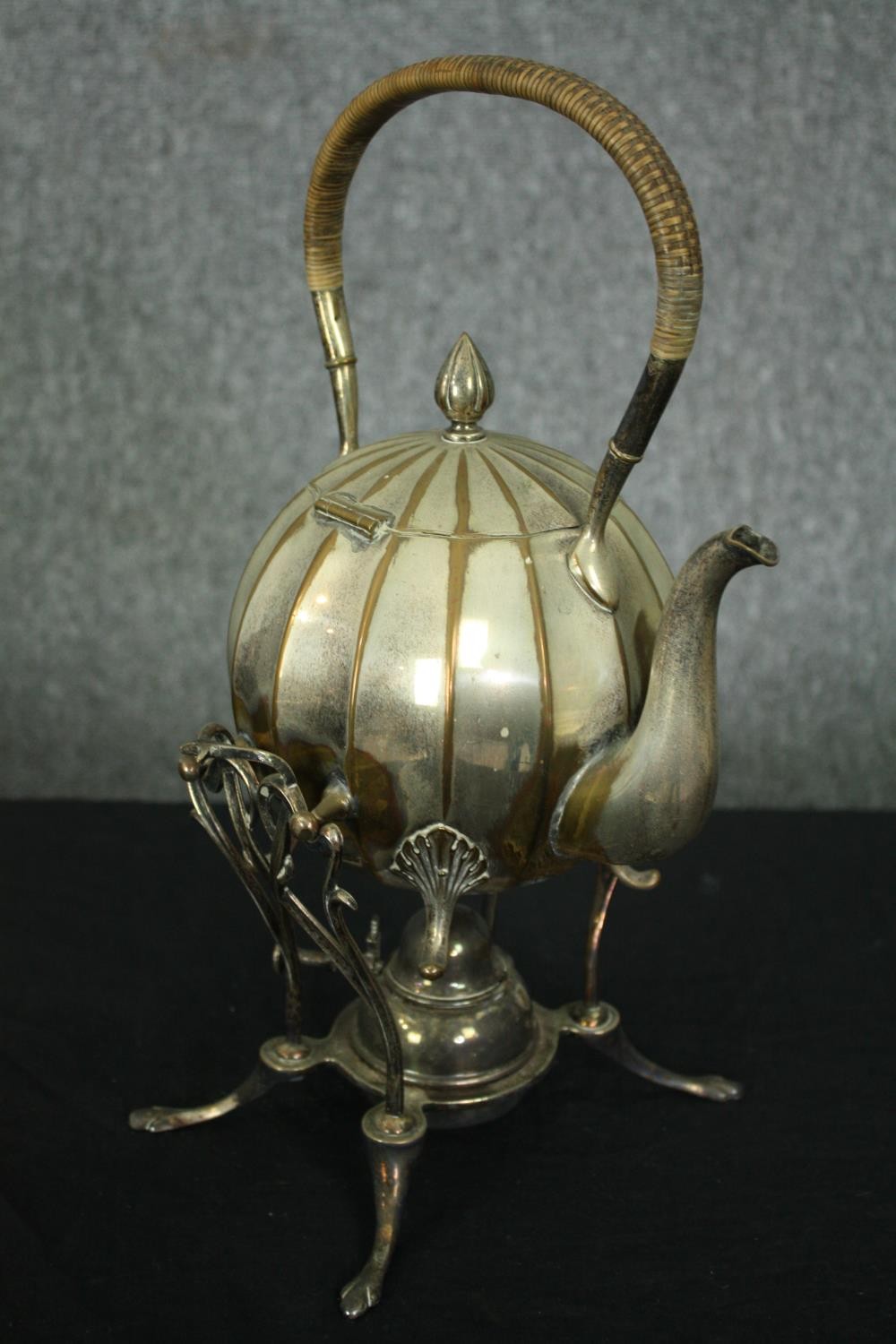 A collection of silver plate: a 19th century spirit kettle, a tray and two tureens. L.58 W.30cm. ( - Image 9 of 11