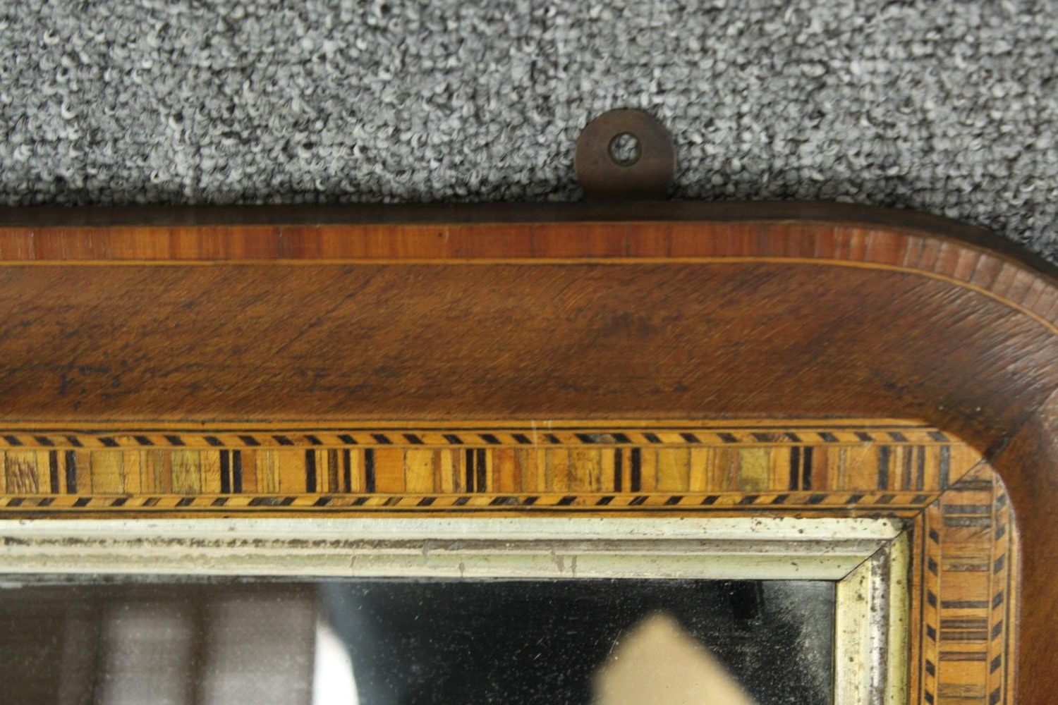 Overmantel mirror, Victorian walnut with Tunbridge inlay. H.52 W.82cm. - Image 5 of 6