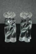 A pair of Baccarat 'Aladin' spiral twist crystal candleholders. H.15cm. (each).