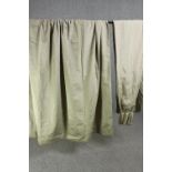 A pair of fully lined silk mix curtains with water ripple design. L.250 W.162cm. (each).