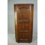 Corner cabinet, mid century oak, Jacobean style. H.184 W.88 D.56cm.