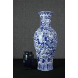 A large blue and white Chinese peony design ceramic vase along with a Danico Horsen stylised