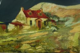 Pastel, Jill Jeffrey; Hillside Haunt, signed with gallery label to the reverse. H.53 W.70cm.