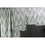 Two pairs of cotton mix fully lined gradated chevron pattern curtains. L.235 W.105cm. (largest).