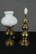Two brass table lamps. H.48cm. (largest).