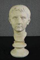 A ceramic bust of an Augustine prince. H.45cm.