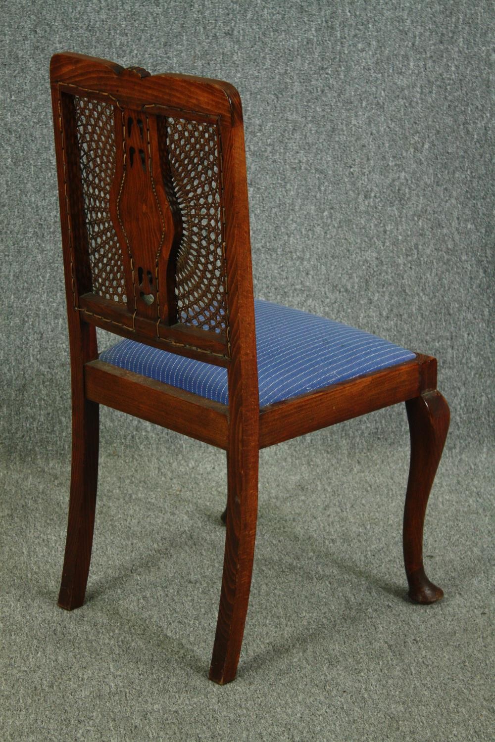 Dining chairs, a set of four, mid century stained beech. - Image 5 of 9