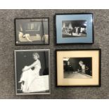 A set of four framed black and white photographs, miscellaneous subjects. H.32 W.25cm. (largest).