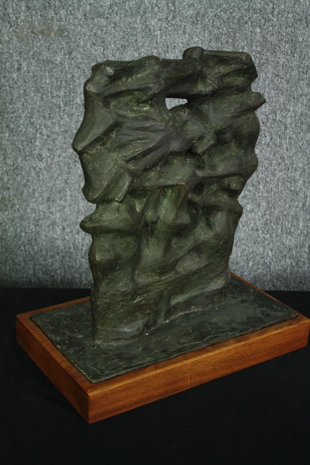 A mid century cast metal abstract figure group on plinth base. H.41cm. - Image 2 of 8