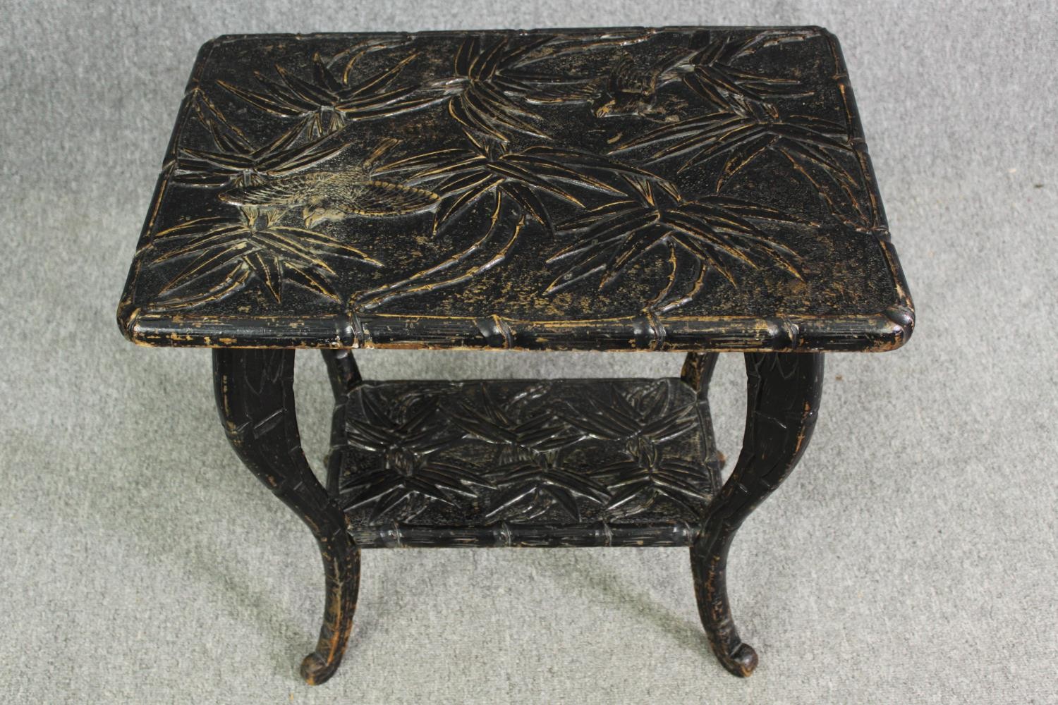 Occasional table, Edwardian carved and lacquered oak. H.64 W.60 D.40cm. - Image 2 of 5