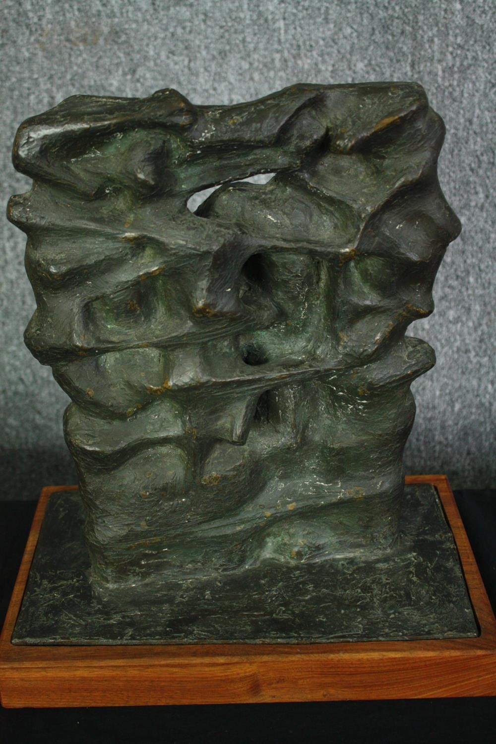 A mid century cast metal abstract figure group on plinth base. H.41cm. - Image 5 of 8