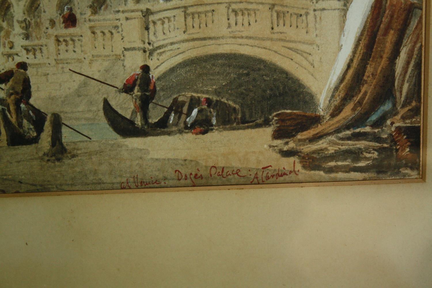 A pair of framed and glazed watercolours, Venice, signed and inscribed A Cardinal. H.52 W.73cm. ( - Image 6 of 7