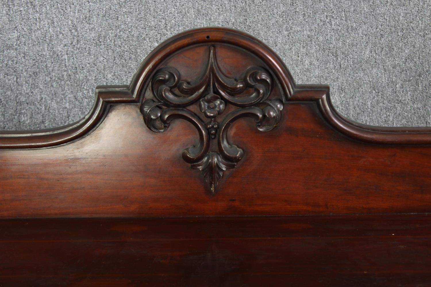 Sideboard, 19th century mahogany with central panelled doors flanked by fruit carved pilasters on - Image 7 of 9