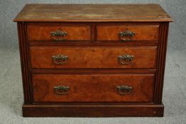 Chest of drawers, 19th century walnut. H.77 W.107 D.49cm.