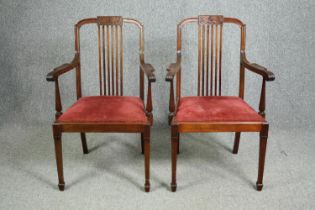 Armchairs, a pair, C.1900 mahogany.
