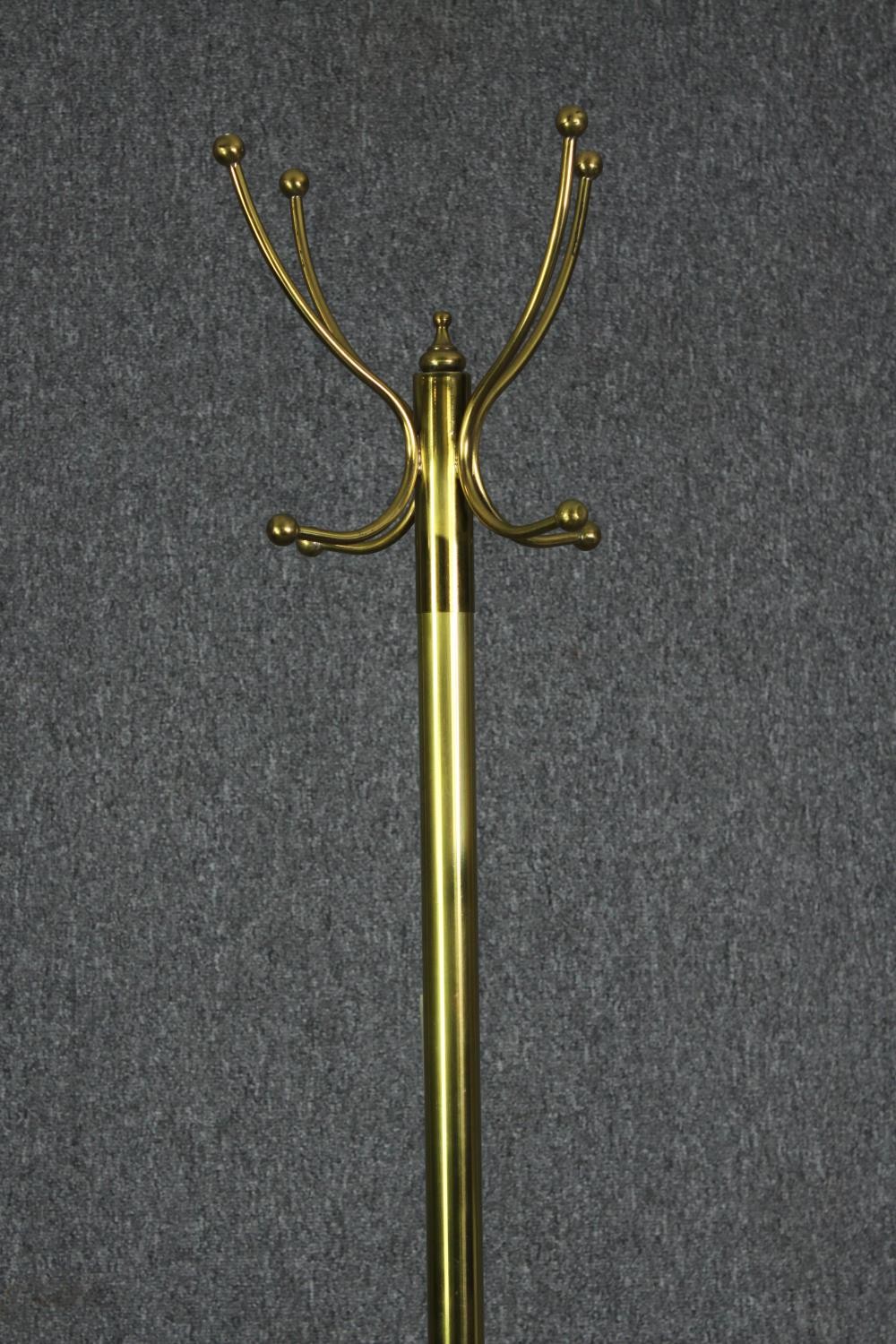 A contemporary Edwardian style brass and iron coat and umbrella stand. H.198cm. - Image 3 of 4