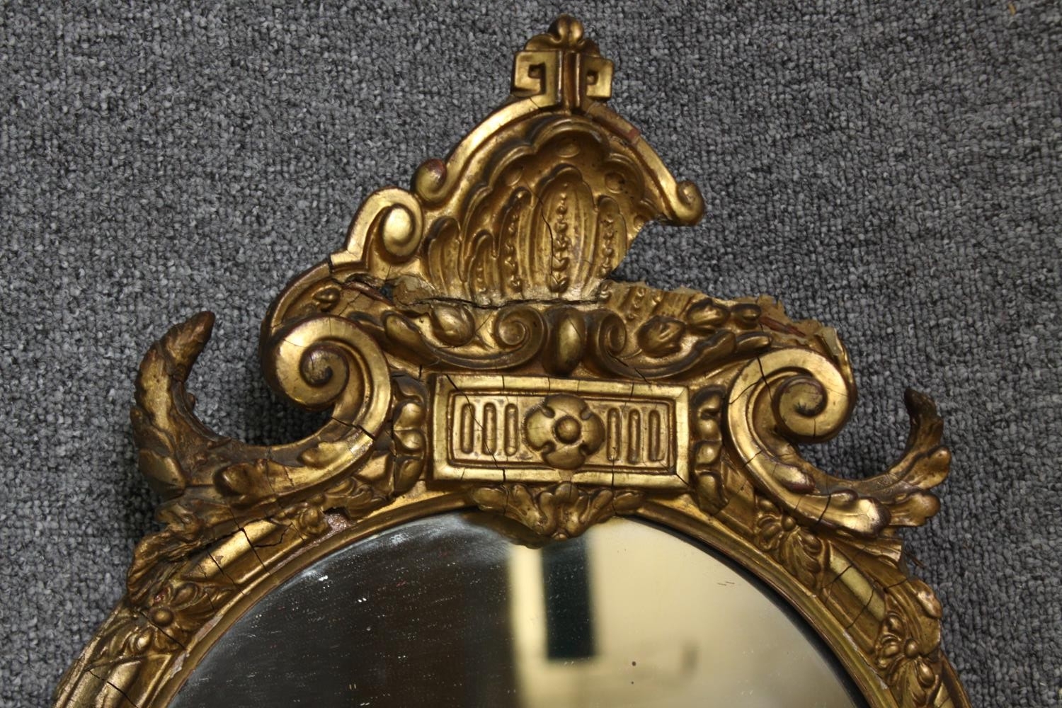 A 19th century gesso pier mirror. (Some missing parts as seen). H.126 W.46cm. - Image 6 of 7