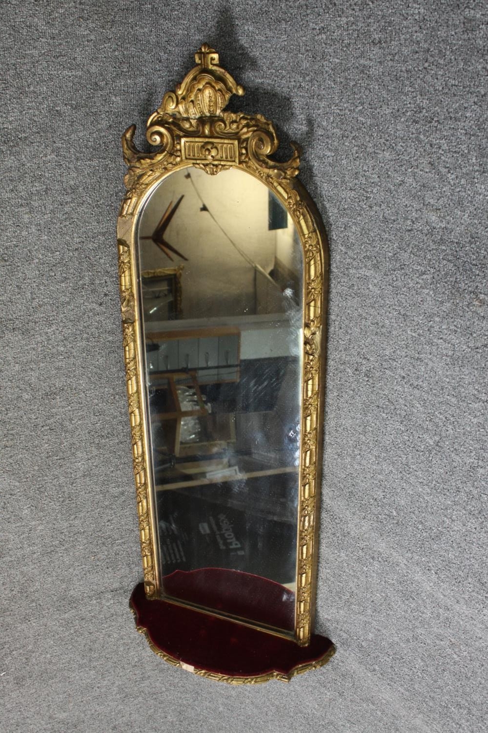 A 19th century gesso pier mirror. (Some missing parts as seen). H.126 W.46cm. - Image 2 of 7