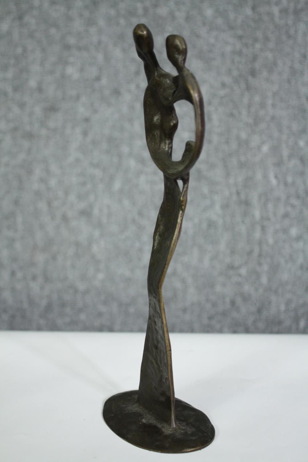A mid century bronze figure group, mother and child. H.29cm. (largest). - Image 2 of 5