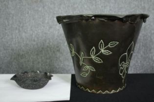 A 1930’s souvenir copper ice or Champagne bucket with the King Henry IV armorial crest coat of arms,