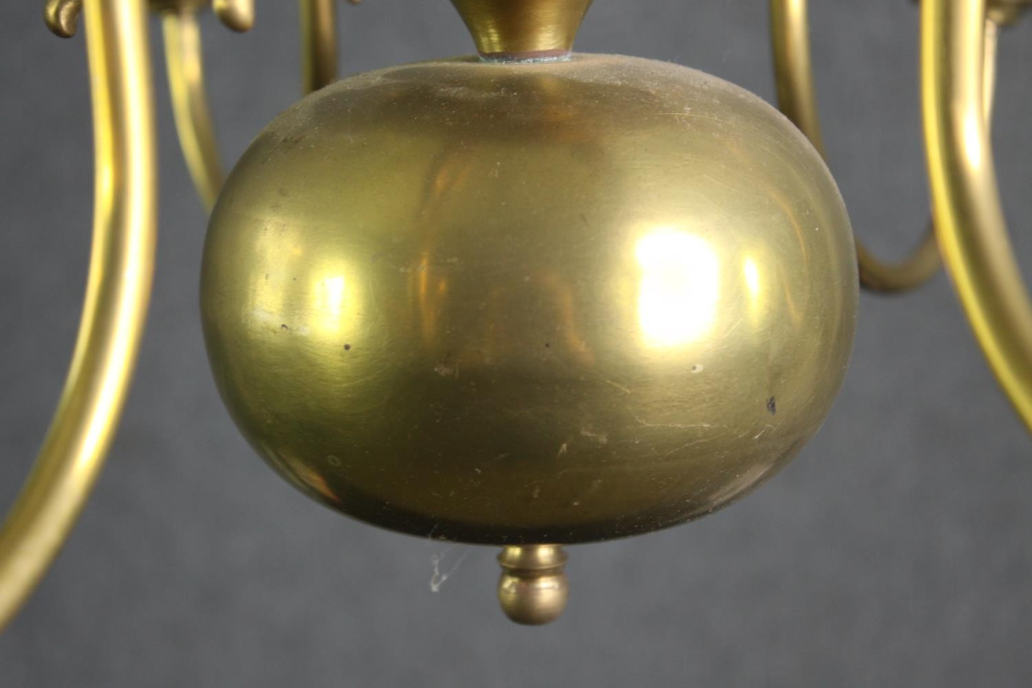 A Dutch style brass six branch chandelier. H.57 Dia.60cm. - Image 4 of 6