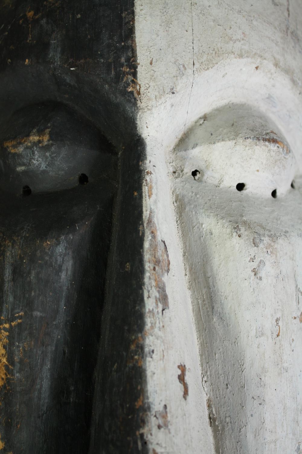 A Congolese Kifwebe Songye mask along with a painted tribal mask. H.55cm. (largest). - Image 6 of 10