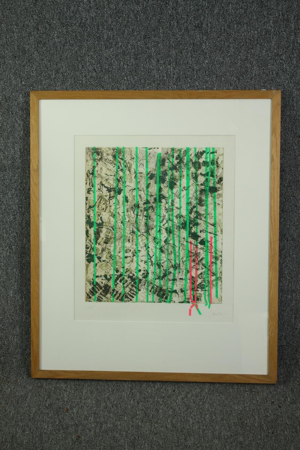 A framed and glazed etching; Rotation, signed Melvyn Black. H.75 W.64cm. - Image 2 of 5