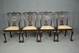 Dining chairs, a set of four early 20th century mahogany Chippendale style.