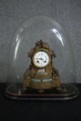 Mantel clock, 19th century gilt bronze and porcelain inset, enamel dial marked J. Silvani, Paris