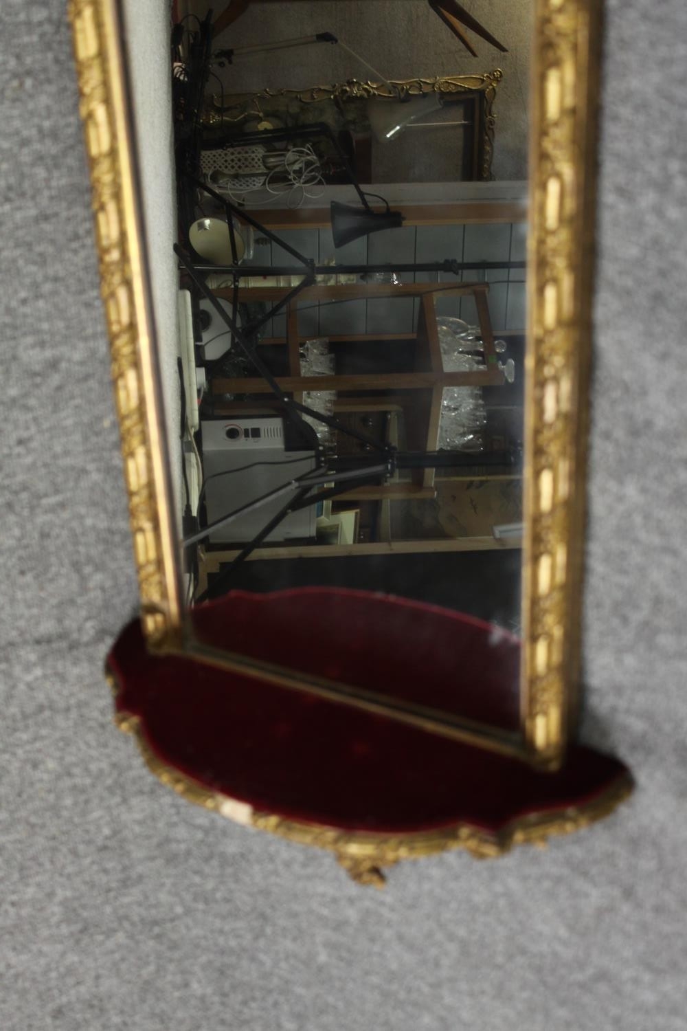 A 19th century gesso pier mirror. (Some missing parts as seen). H.126 W.46cm. - Image 7 of 7